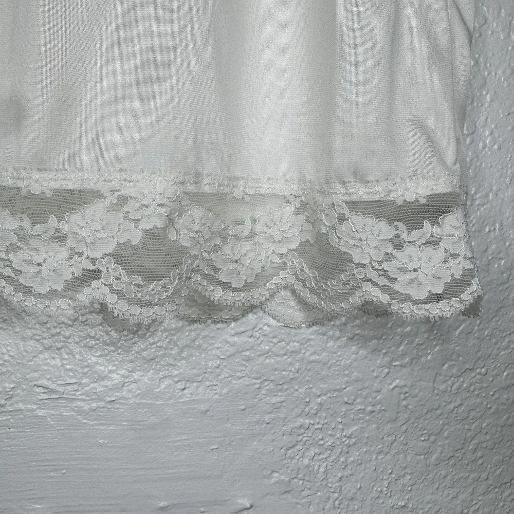 Vintage OLGA White Nylon Silky Shiny Half Dress Slip Skirt Small Lace Hemline - Picture 2 of 8